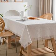 蕾丝桌布高级感棉麻布艺长方形白色圆桌茶几餐桌盖布复古2024