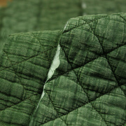 瓦娜双层夹绗棉秋冬面料纯棉菱形砂洗袍，外套裙子服装布墨绿色