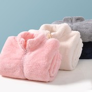 女童毛毛衣(毛毛衣)外套，2023秋装加绒洋气，珊瑚绒春秋季儿童装加厚上衣
