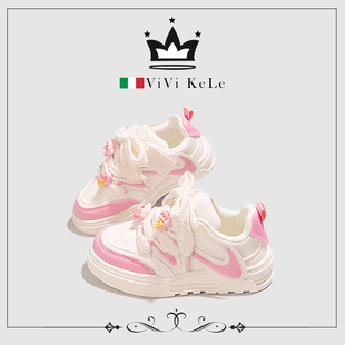 ViVi KeLe创意潮玩女童小白鞋秋季小白鞋儿童低帮运动鞋