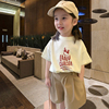 女童短袖T恤韩版2022夏装宝宝洋气休闲上衣儿童卡通打底衫薄