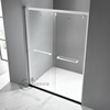 窄边框304不锈钢白色淋浴房，一字形移门沐，浴房整体浴室隔断推拉门
