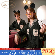 Gukoo/果壳情侣睡衣女春秋款迪士尼睡衣女夏季千鸟格情侣居家服A