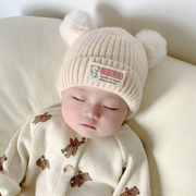 宝宝帽子毛线韩系秋季洋气春秋款女男宝婴儿加绒保暖秋冬针织帽