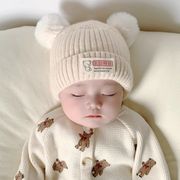 韩版婴儿帽子秋冬款可爱超萌男童新生幼儿，胎帽女宝宝毛线帽针织帽