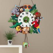 不织布森林挂钟创意钟表儿童手工布艺，diy制作材料包卡通(包卡通)动物挂饰