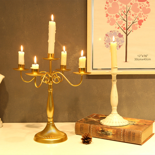 蜡烛台装饰摆件桌面家用铁艺，蜡烛灯架烛光，晚餐西餐桌道具婚礼布置