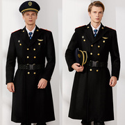 铁路制服工作服职业男装外套，铁路乘务员长款毛呢大衣客运员呢大衣