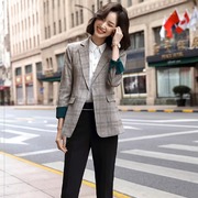 LILY MOST短款韩版格子小西装外套女秋小个子英伦风格纹时尚西服
