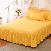 全棉床裙单件床罩纯色，双人床席梦思1.5米1.8m防滑保护套纯棉床单