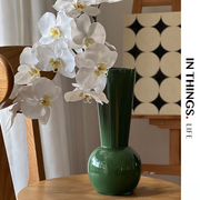 INTHINGS 花瓶高级感轻奢绿色法式复古样板房装饰摆件蝴蝶兰花器