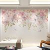 北欧手绘水彩植物电视背景，墙布客厅田园沙发壁画，叶子花朵卧室壁布