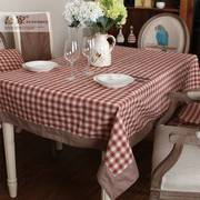 餐桌布布艺美式乡村棉麻格子布，小清新长方形北欧家用田园椅套套装