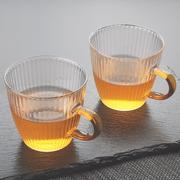 茶具加厚耐热高温玻璃，小茶杯品家用带把小号，玻璃水杯花茶杯咖啡杯