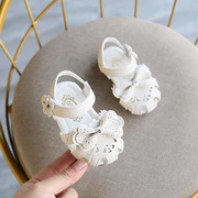 女宝凉鞋2023包头婴儿鞋6到12个月白色公主鞋女童学步鞋夏季
