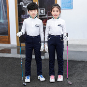 儿童高尔夫衣服 男女童高尔夫服装长袖T恤韩版立领秋冬青少年上衣