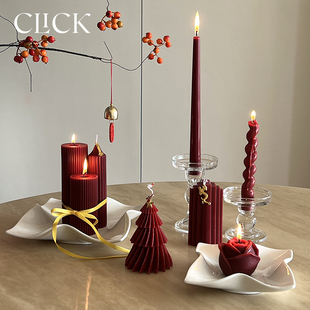 click新年婚庆情人节，喜庆红色香薰蜡烛氛围，装饰道具摆件婚礼浪漫