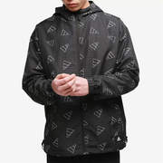 adidas阿迪达斯黑色外套男子，印花logo运动防风，连帽夹克gp1825