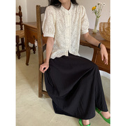 新中式盘扣设计感 刺绣蕾丝立领短袖衬衫ZY1687 强明女装