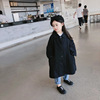 2023童装女童秋季风衣韩版宽松纯棉外套洋气黑色腔调长款大衣