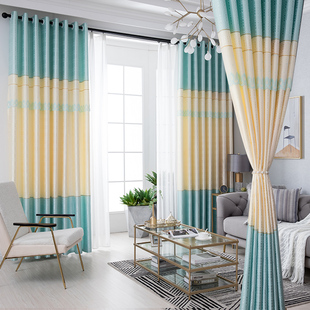 窗帘成品北欧简约现代客厅卧室落地窗隔热遮光布料2023