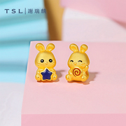 TSL谢瑞麟萌兔系列黄金转运珠生肖兔3D硬金不含手绳X4869-X4870