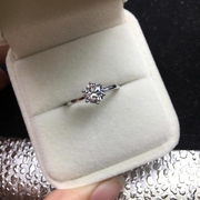 高端六爪仿真钻戒女1克拉莫桑石钻石(石，钻石)戒指求婚戒指纯银镀铂金礼物