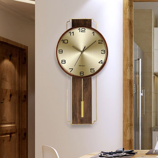欧式钟表挂钟客厅轻奢创意静音铜框装饰壁钟家用现代时尚挂钟HP58