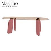 玛斯菲诺透明钢化玻璃椭圆，餐桌现代简约家用小户型创意网，红玻璃桌