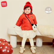 婴儿中国风上衣宝宝秋冬外套，加厚红色新年外出服洋气冬装拜年衣服
