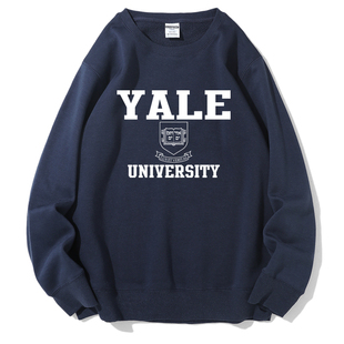 YALE耶鲁大学卫衣套头圆领校服青少年学生班服季加绒纪念品外套