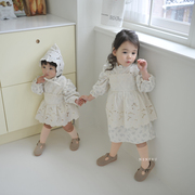neneru韩国童装24春女婴小童，宝宝甜美可爱吊带外塔罩衫小裙子