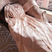 真丝家居服睡袍女睡裙长款性感吊带裙睡衣长袖两件套丝绸浴袍