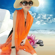 夏季海边防晒女士丝巾沙滩巾韩版春秋百搭纯色长围巾披肩两用纱巾