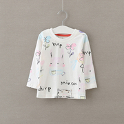 儿童纯棉韩版长袖t恤米，宝宝秋款童装女童，小兔花朵印花打底衫