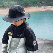 儿童帽子中大童男童户外装备大帽檐渔夫帽防晒帽遮阳帽露营登山帽