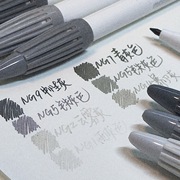 monami慕那美3000水彩笔手账笔勾线，笔慕娜美黑灰色水性笔6支套装