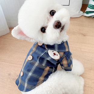 春秋格子衬衫宠物博美比熊雪纳瑞猫咪服装小型犬泰迪狗狗衣服夏季