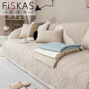 北欧简约纯色沙发垫子四季通用全棉布艺防滑轻奢坐垫现代沙发套罩