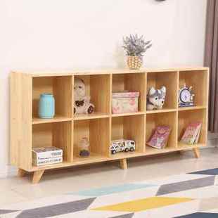 实木书柜简易置物架落地家用儿童书架学生书橱简约客厅收纳柜矮柜