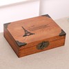 木盒子复古带锁收纳盒实木质，桌面收纳盒杂物小箱子木箱子证件盒子