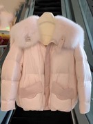 2023冬季韩版气质仙女粉色毛领，棉服女加厚保暖面包服棉服女