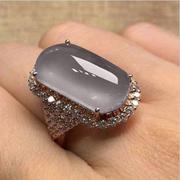 白金香芋淡紫色水晶戒指戒指精致男女款创意577