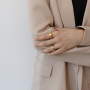 欧美夸张戒指女食指个性简约光面金属宽戒网红潮设计关节镀金指环