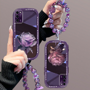 适用oppoa56手机壳i女士唯美超火高级感硅胶晶莹紫玫瑰花朵防摔全包保护套