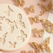 蝴蝶造型硅胶模具甜品桌彩蝶，装饰花纹干佩斯翻糖模烘培蛋糕滴胶模