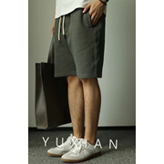 YUXIAN夏季重磅针织复古五分短裤美式休闲直筒纯色运动卫裤 1366