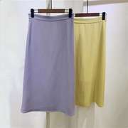 fst雪纺裙20夏季小众韩版高腰，复古简纯色显瘦紫色，半身裙子大摆a型