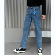 MRDONG东大门韩国男装vintage水洗5色复古雪花宽松直筒牛仔裤