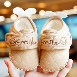冬季加绒幼儿学步鞋软底防滑婴儿鞋保暖0-1岁女宝宝保暖鞋